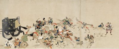 Recit illustre de la rebellion de Heiji (1159-1160) (Visite imperiale a Rokuhara) (Ilustrated Tale of the Civil War, The Imperial Visit to Rokuhara) - Oeuvre anonyme, aquarelle et encre sur papier, troisieme rouleau 作者 学校日语