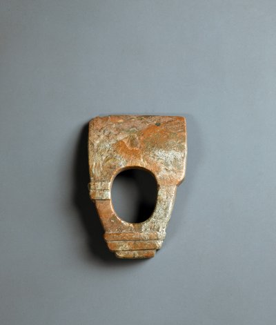 红色花岗岩环形锄头，绳文时代公元前10000-300年 作者 日本学校