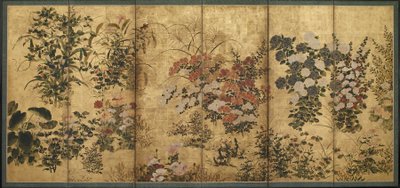 江户时代夏秋之花（纸上金本色） 作者 日本学校