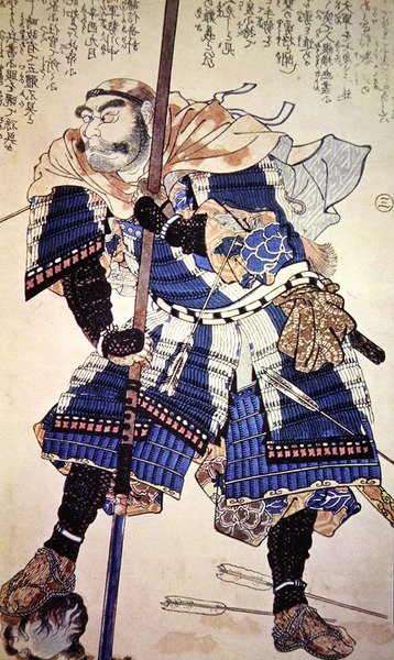 旧日本的勇士（彩色木版画） 作者 学校日语