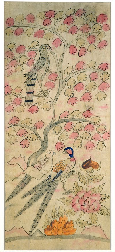 八折屏风中的一块画板（纸张上的天然颜料） 作者 学校韩语