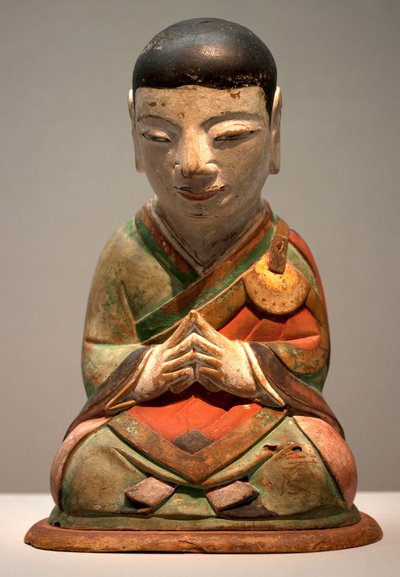 罗汉。 多彩木雕，朝鲜时代（朝鲜） 作者 学校韩语