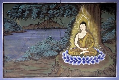 佛祖的生活。冥想中的佛陀--韩国水原地区龙珠寺。 作者 学校韩语