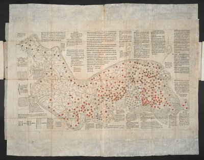 Haejwa chondo - 最初绘制于 1820 年左右的朝鲜半岛地图（彩色雕版）。 作者 学校韩语