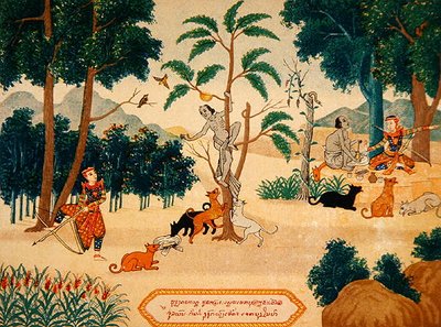 佛教故事插图，约1920年（彩色平版印刷）。 作者 老挝学校