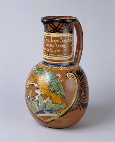 民间艺术：来自墨西哥的彩绘和涂漆赤土陶器的 pulque jar（龙舌兰酒）。 1972 年巴塞洛内特河谷博物馆（阿尔卑斯上普罗旺斯） 作者 墨西哥学校