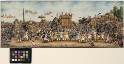 阿克巴·沙阿二世（Akbar Shah II）乘骑大象，摄于1835年（不透明的水彩和金色的象牙色） 作者 莫卧儿学校