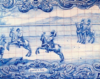 骑手在葡萄牙练习阿尔坎西亚斯的比赛。 阿祖莱霍斯。 意大利大使馆, 里斯本 作者 葡萄牙语学校