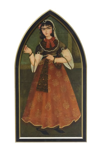 一位年轻女子，穆罕默德-哈桑的追随者，未知艺术家（布面油画） 作者 卡贾尔学校