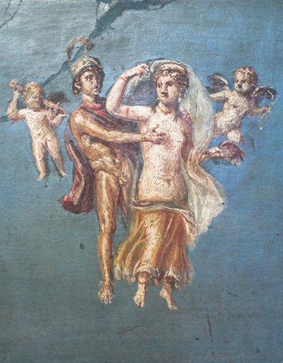 蓝色背景上的火星和金星，赫库兰尼姆 作者 School Roman