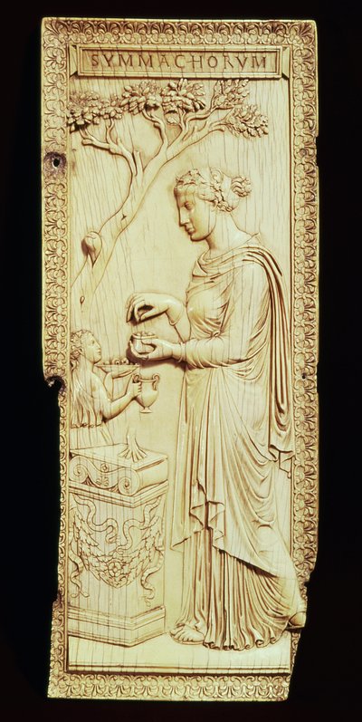 以西玛奇家族命名的西玛奇双联画的一片叶子，公元 400 年（象牙） 作者 校园小说