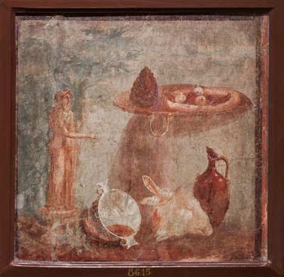 狄俄尼索斯雕像，山羊头和水果，赫库兰尼姆 作者 校园小说