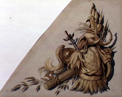 新古典主义武器战利品：印度，约1825年（纸上水彩画） 作者 学校俄语