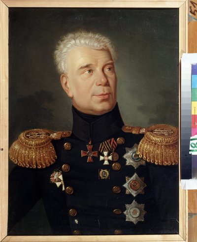 探索者伊万（亚当）-克鲁森斯特恩上将肖像（1770-1846 年）（探索者伊万-克鲁森斯特恩上将肖像）。布面油画，约 1850 年，19 世纪俄罗斯艺术。圣彼得堡国家中央海军博物馆。 作者 学校俄语