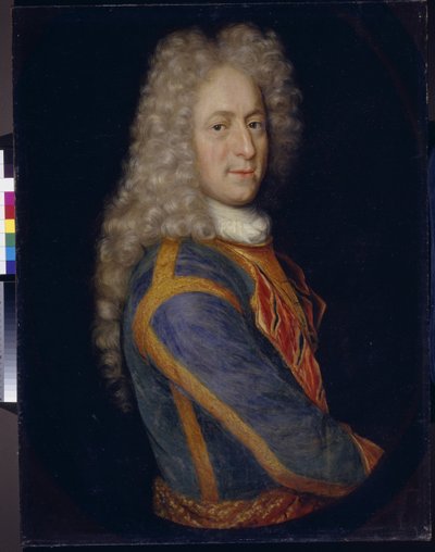 Portrait du marechal Ivan Yurievich Troubetskoy (1667-1750) (伊万-尤里耶维奇-特鲁别茨科伊肖像)。无色油画，纸上水彩 作者 学校俄语