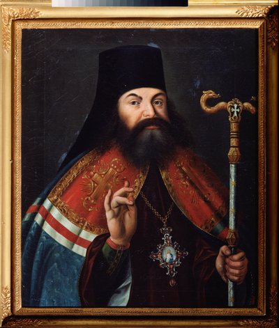 诗人 Theofan (Feofan) Prokopovich（西奥凡-普罗科波维奇）（1681-1736 年）的肖像，他是俄罗斯诺夫哥罗德的神学家和大主教。俄罗斯大师的油画，18 世纪中叶。俄罗斯国家文学艺术档案馆，莫斯科。 作者 学校俄语