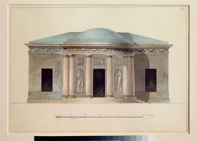 音乐厅。俄罗斯大师的作品，纸上水彩画，约 1826 年。圣彼得堡察尔科耶塞洛国家露天博物馆。 作者 学校俄语