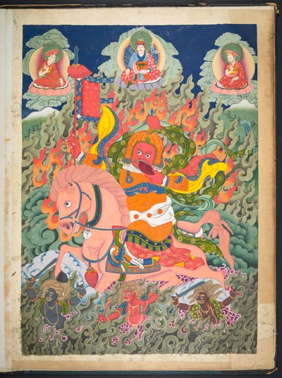 添加。或3053 一位西藏艺术家绘制的 12 幅西藏神像图画之一，可能作于拉萨，约 1800 年（纸面水粉画） 作者 藏族学校