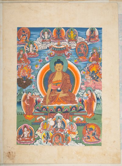 添加。或3057 一位西藏艺术家描绘西藏神灵的 12 幅绘画之一，可能作于拉萨，约 1800 年（纸面水粉画） 作者 藏族学校