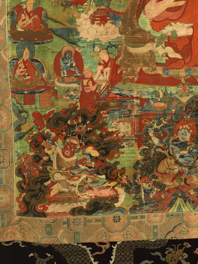 第三班禅喇嘛Losan Penden Yeshe（布上水粉）的细节 作者 藏族学校