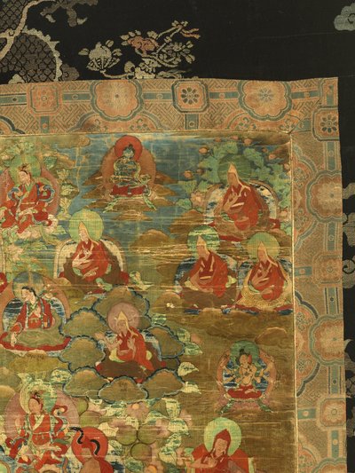 第三班禅喇嘛Losan Penden Yeshe（布上水粉）的细节 作者 藏族学校