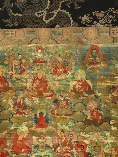 第三班禅喇嘛Losan Penden Yeshe（布上水粉）的细节 作者 藏族学校