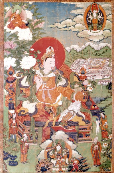 7世纪的西藏国王松赞干布。西藏泰卡，巴黎吉美博物馆，巴黎 作者 藏族学校