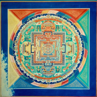 拉萨布达拉宫的曼荼罗 de Sarvavid Vairocana 天花板。 西藏 作者 藏族学校