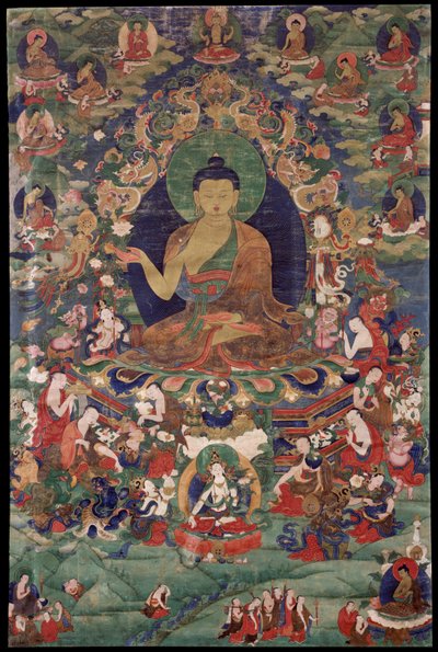 释迦牟尼佛--西藏文化--18世纪--棉布上的矿物颜料--70,5x47--鲁宾艺术博物馆，纽约 作者 藏族学校