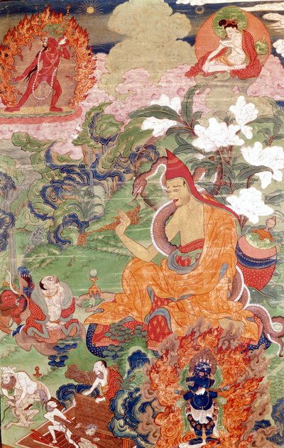 来自孟加拉的魔术师阿巴雅卡瓦，西藏泰卡，吉美博物馆，巴黎 作者 藏族学校