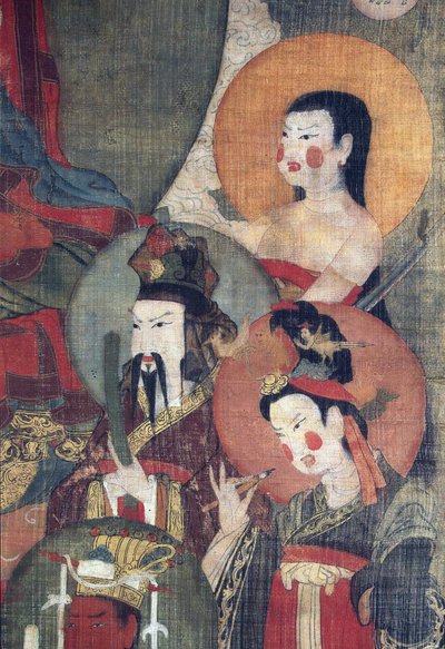 藏族文化：被星球神灵环绕的特迦帕巴佛。丝绸上的铜版画，尺寸：104x67，12世纪初，圣彼得堡国家冬宫博物馆。 作者 藏族学校