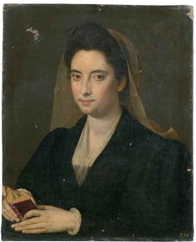 有一本书的女士肖像（&39;Lucrezia Cenci&39;） 作者 Scipione Pulzone