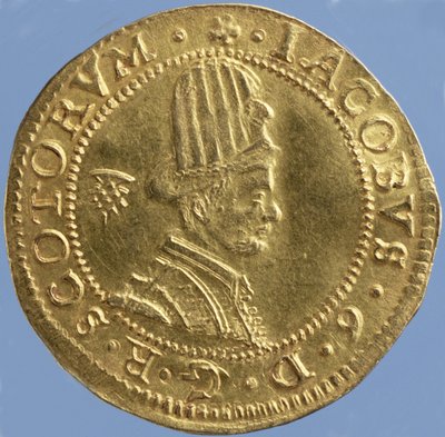 James VI的4磅苏格兰（帽子），爱丁堡铸币，1591（正面）（金）（反向见244626） 作者 Scottish School