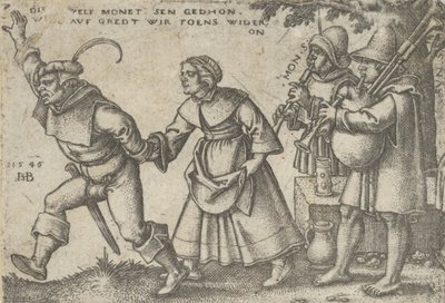 年终，来自《农民的盛宴》或《十二个月》，1546年。 作者 塞巴尔德·比哈姆