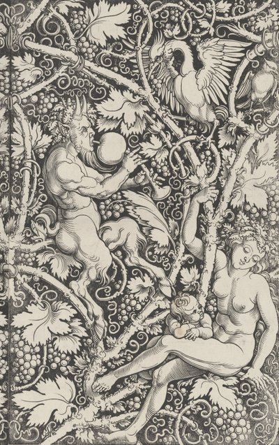 带有萨提尔家族的墙纸，1515年。 作者 塞巴尔德·比哈姆