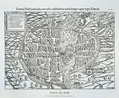 巴黎城市规划图，约1530年（木刻版画 作者 塞巴斯蒂安（后）明斯特
