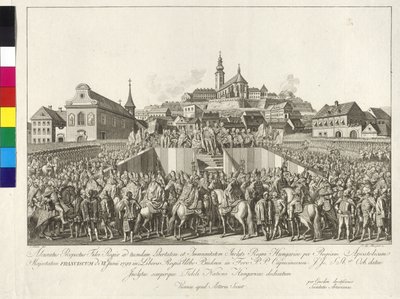 1792 年 6 月 6 日弗兰茨二世皇帝在布达佩斯向匈牙利国王加冕（铜版画） 作者 塞巴斯蒂安·曼斯菲尔德