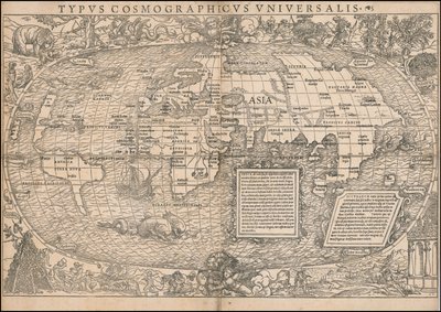 塞巴斯蒂安-明斯特绘制的 1532 年世界地图 作者 塞巴斯蒂安·芒斯特（Sebastian Munster）