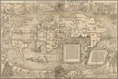 塞巴斯蒂安-蒙斯特绘制的 1537 年世界地图 作者 塞巴斯蒂安·芒斯特（Sebastian Munster）