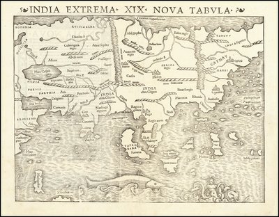 塞巴斯蒂安-明斯特绘制的 1542 年亚洲地图 作者 塞巴斯蒂安·芒斯特（Sebastian Munster）