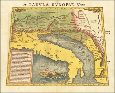 1545 年托勒密的第 5 幅欧洲地图，塞巴斯蒂安-蒙斯特绘制 作者 塞巴斯蒂安·芒斯特（Sebastian Munster）