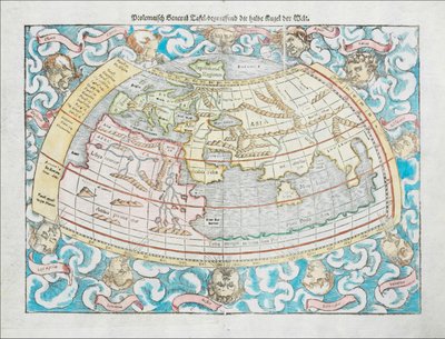 塞巴斯蒂安-明斯特绘制的 1550 年托勒密世界地图 作者 塞巴斯蒂安·芒斯特（Sebastian Munster）