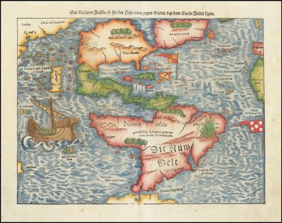 塞巴斯蒂安-明斯特绘制的 1561 年美洲地图 作者 塞巴斯蒂安·芒斯特（Sebastian Munster）