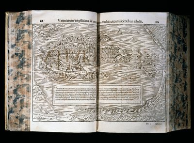 威尼斯，Cosmographia 插图，Sebastian Munster（1488-1552）创作，木刻，31x22 厘米，H. Petri 版画，巴塞尔 作者 塞巴斯蒂安·芒斯特（Sebastian Munster）