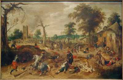Die Plünderung des Dorfes Wommelgem durch Truppen der aufständischen Provinzen 作者 塞巴斯蒂安·弗朗克斯（Sebastian Vrancx）