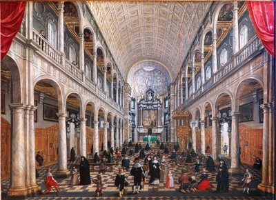 View of the interior of the Church of the Jesuites in Antwerp (oil on wood 作者 塞巴斯蒂安·弗朗克斯（Sebastian Vrancx）