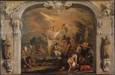 基督的洗礼，c.1713-14（布面油画） 作者 塞巴斯蒂亚诺·里奇（Sebastiano Ricci）