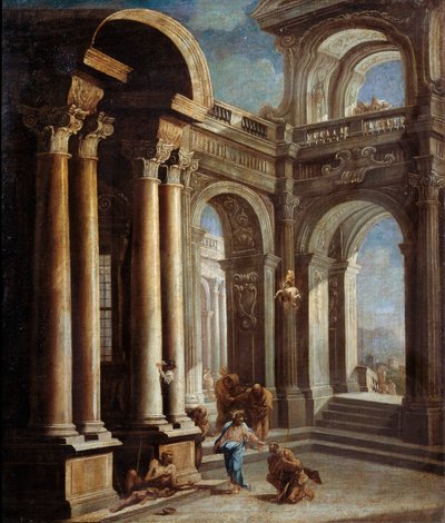 治愈耶利哥的瞎子》（The Healing of Blind Man of Jericho）。   作者 塞巴斯蒂亚诺·里奇（Sebastiano Ricci）