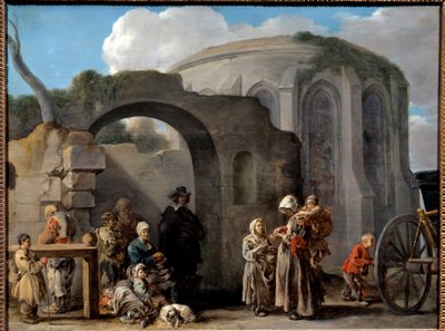 Les beggars 画作：Sebastien Bourdon (1616-1671) 17世纪 太阳。0,49x0,65米 作者 塞巴斯蒂安·波登（Sebastien Bourdon）