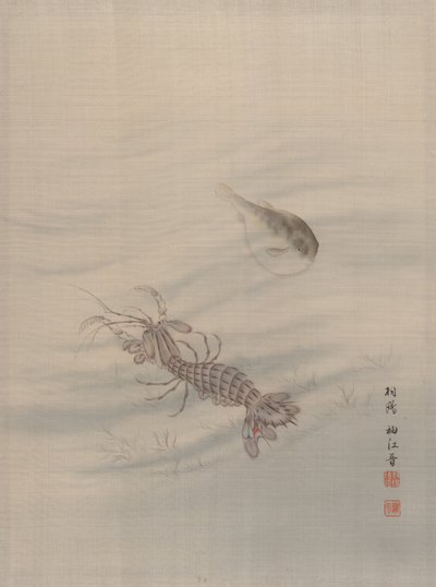 海底显示克雷鱼，约1890-92。 作者 关修子